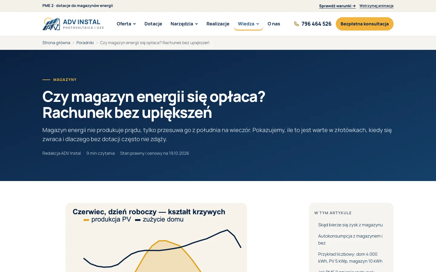 Poradnik na stronie ADV INSTAL: czy magazyn energii się opłaca